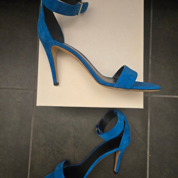 AUTH NWT Celine Phoebe Philo suede strappy heels, turquoise, size EU 40 - Picture 5 of 6